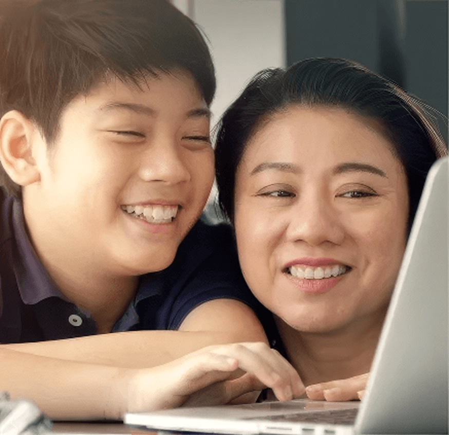 A child using Playwrite to practise English